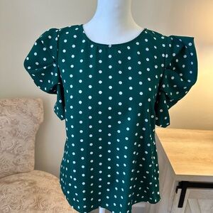 Green Polka Dot Women's Top